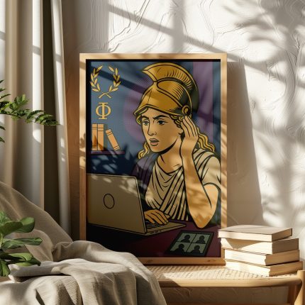 Athena temalı tablo okuma odasında