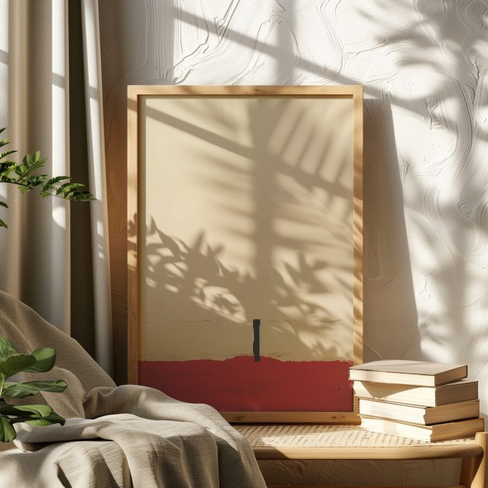 minimalist soyut tablo okuma köşesi dekoru