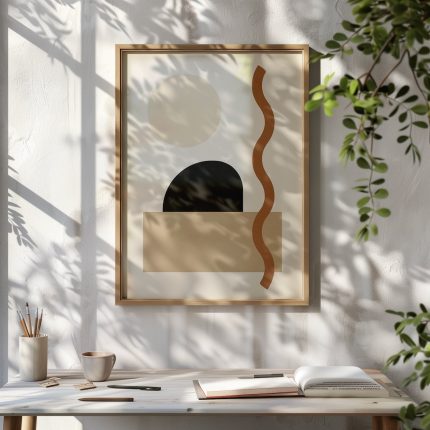 Çalışma alanında soyut minimalist tablo