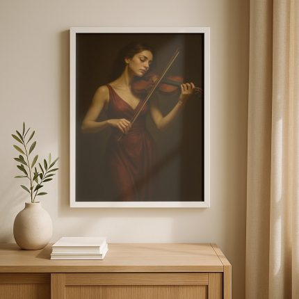 keman tablo salon ünitesinde sergilenmiş