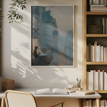 Günün Eşiğinde figüratif tablo çalışma odası dekorasyonu