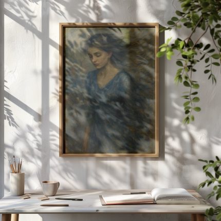Çalışma odasında sanatsal kadın posteri
