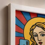 Beyaz çerçeve detaylı ikon duvar posteri