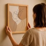 Minimal kadın silueti tablo asılırken