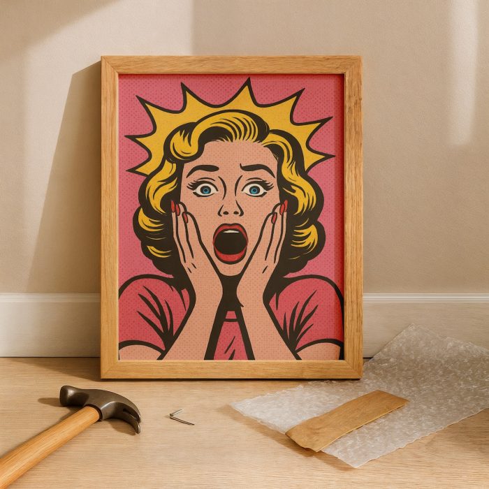 Renkli pop art tablo paketlenmiş halde