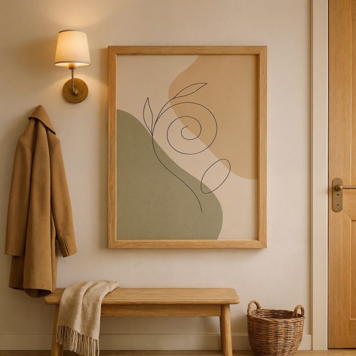 Ahşap çerçeveli modern sade tablo ön görünüm