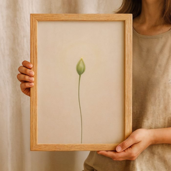 Elde tutulan minimalist doğa posteri