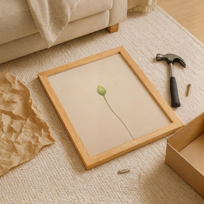 Zemine bırakılmış minimalist tablo