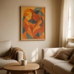 Duygusal geometrik tablo salon dekorasyonu