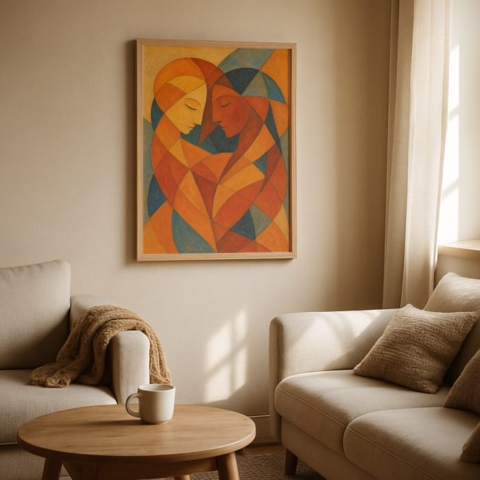 Duygusal geometrik tablo salon dekorasyonu